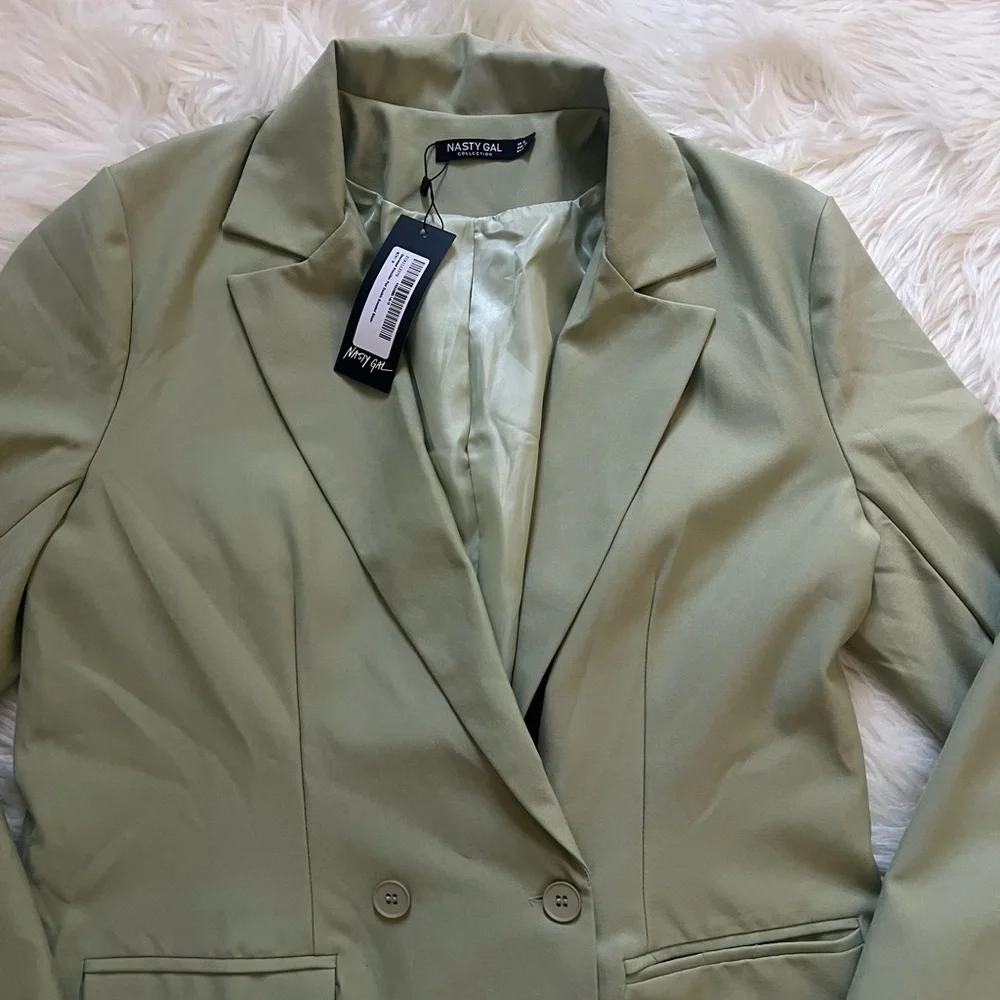 Nasty Gal‎ Sage Green Double-Breasted Blazer
